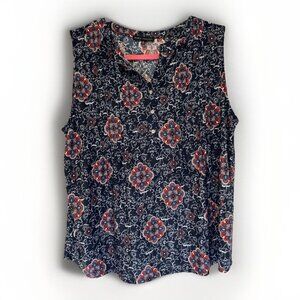Napa Valley Womens Blouse PL Blue Sleeveles Floral Flowy‎ Career Casual Business